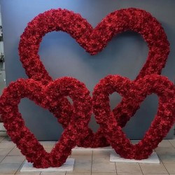 3lü Metal Kalp Çiçek Demiri 220x220cm - 130x130 cm 
